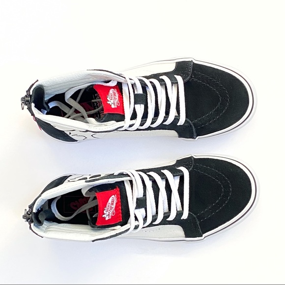 Vans Peanuts Snoopy SK8-hi black suede white canvas high top shoes - Picture 3 of 8